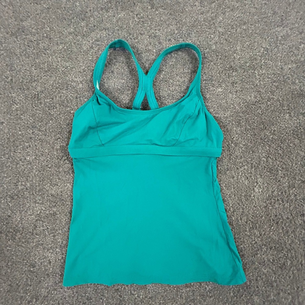 Athleta Tankini Top Womens Size XS Teal Green Racerback Shelf Bra Swim Athletic